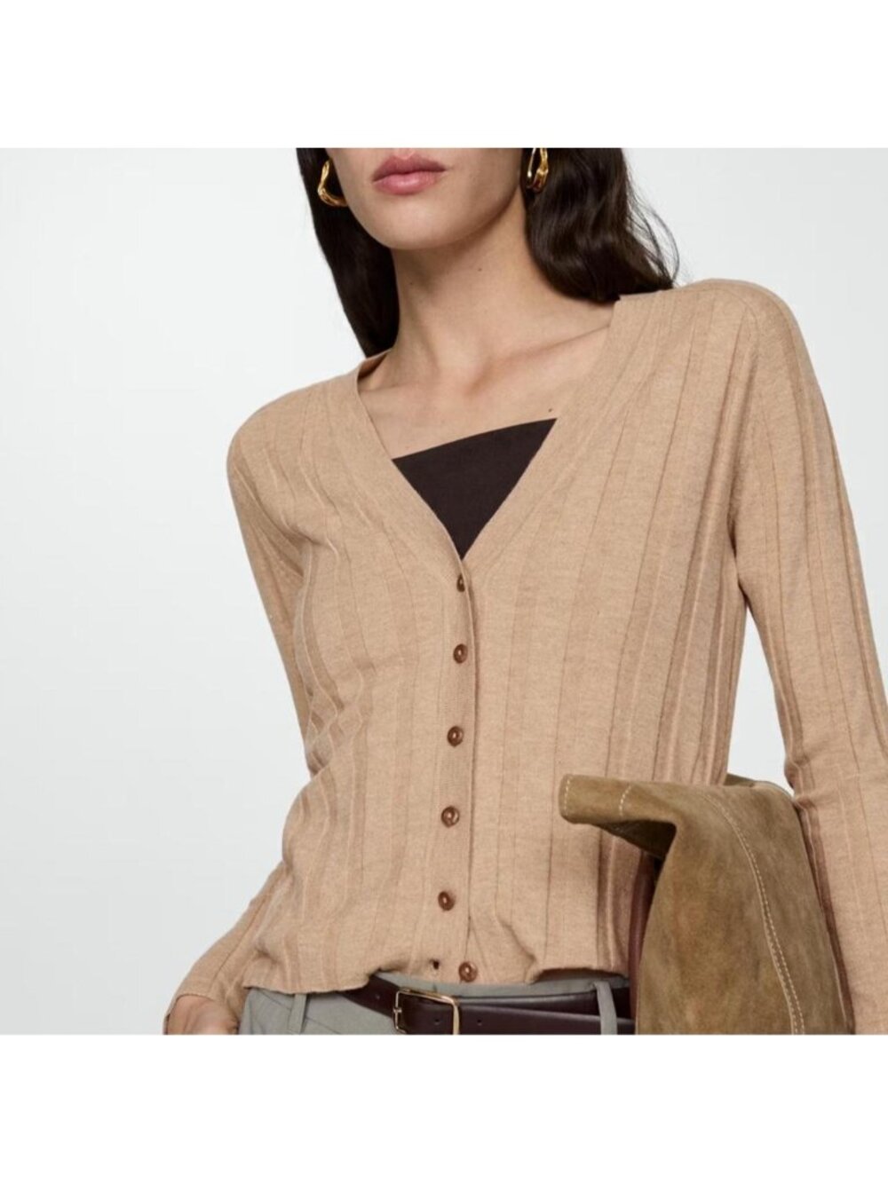 Mango brown long sleeve top with button up front. Size: M  #officewear #work